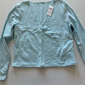 Abercrombie & Fitch Sky Blue Long Sleeve V-Neck Top
